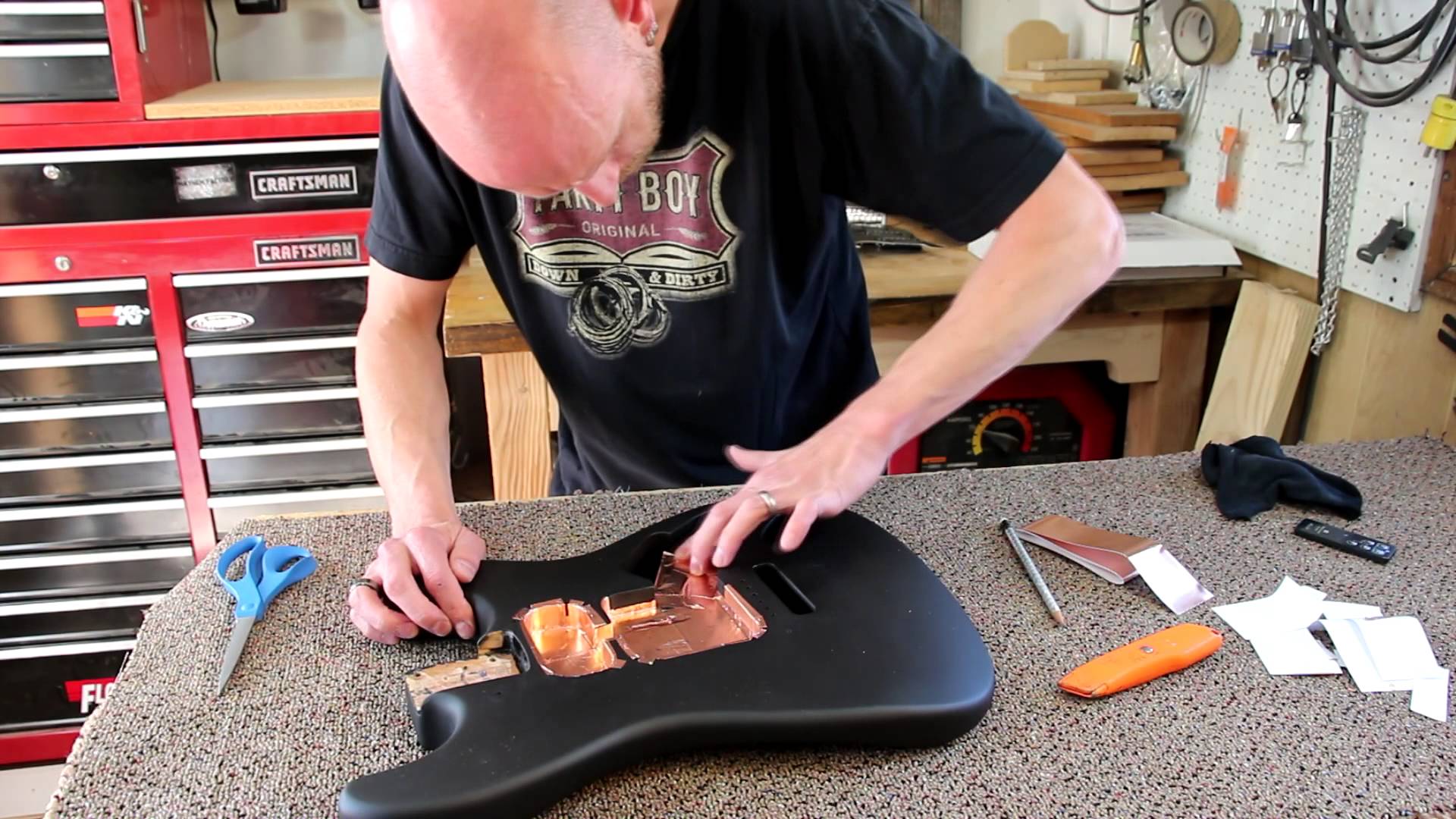 EMI shielding electric guitar wiring