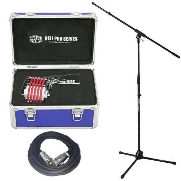 Heil Sound The Fin Red Dynamic Mic + Cable & Boom Stand Bundle