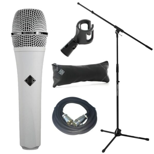 Telefunken M80 White Dynamic Mic + Cable & Boom Stand
